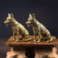 Brass Metal Lucky Fortune Dog Statue Small Ornament Little Puppy Wolf Figurines Chinese Desktop Tea Pet Decoration
