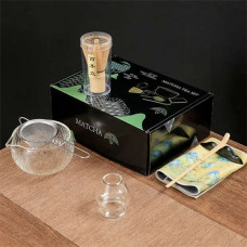 Glass Matcha Sets Hammered Transparent Round Chawan Chasen Holder Bamboo Tea Brush Traditional Tea Ceremony Culture Lover's Gift