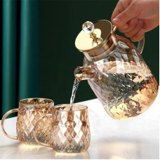 Household 1.8L Large Capacity Diamond Type Glass Water Tea Pot