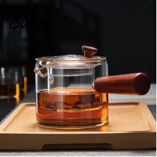 Glass Teapot Side Handle Transparent Kettle High Temperature Resistant