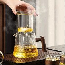 Vertical Pattern Teapot Transparent High Borosilicate Glass Teapot