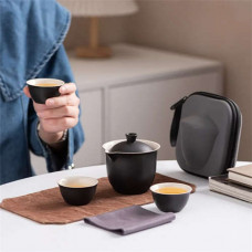 Travel Teaware Set(One Pot and Three Cups) Portable Outdoor Camping Kung Fu Tea Making Tool The Best Gift for Tea Culture Lovers